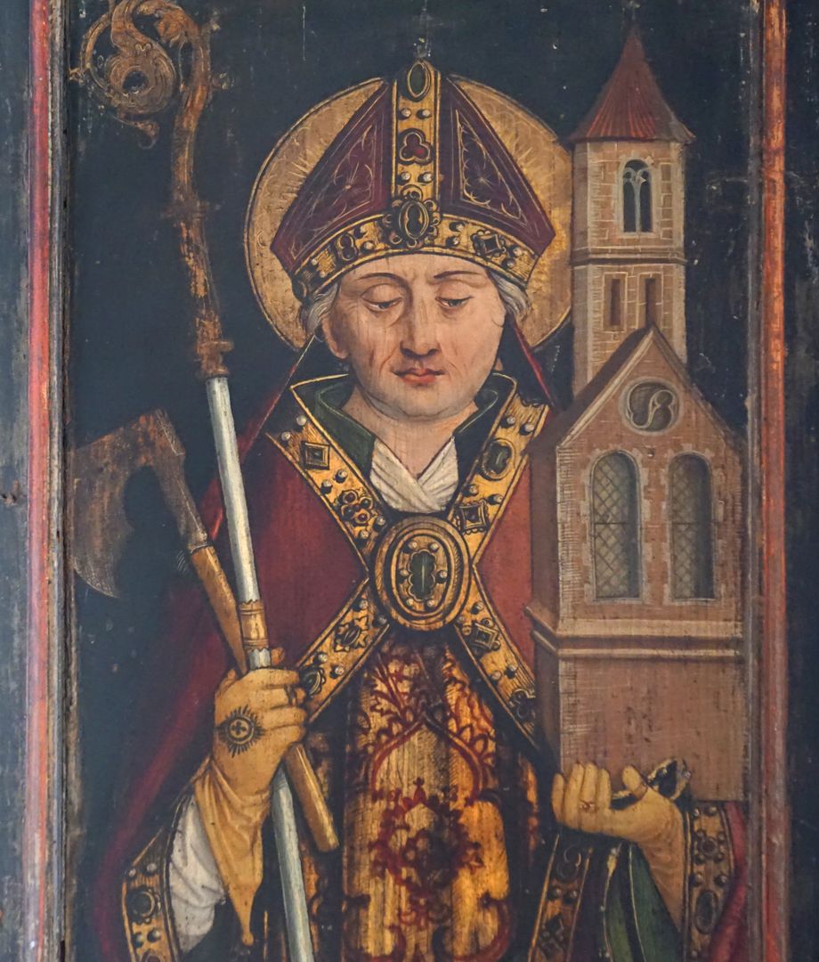 Katharinenaltar in St. Egidien linker Außenflügel mit der Darstellung des Heiligen Wolfgangs, Detail
