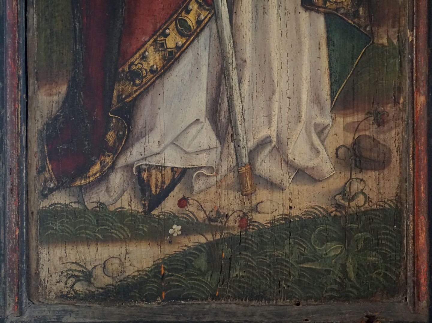 Katharinenaltar in St. Egidien linker Außenflügel mit der Darstellung des Heiligen Wolfgangs, Detail