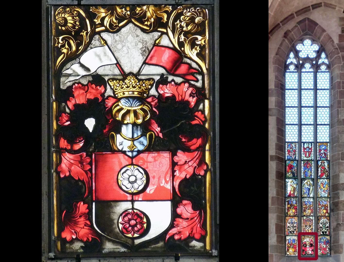 Fenster n VI 1. Zeile, Fenster b: Wappen der von Soden (Neuanfertigung des 17. Jh.)