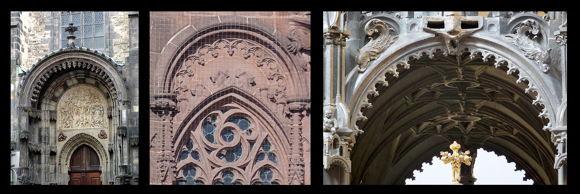 Die Frauenkirche als Architektur Bildvergleich: Prag Teynkirche, Frauenkirche, Sebaldusgrab