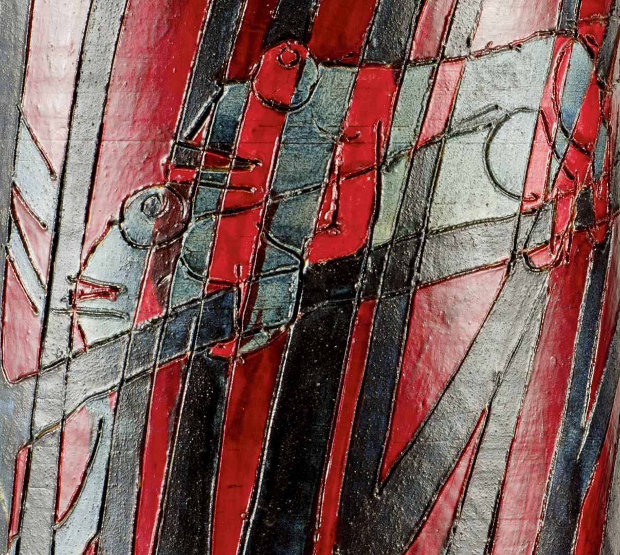 Keramikzylinderpaar „Chamäleon“ Detail