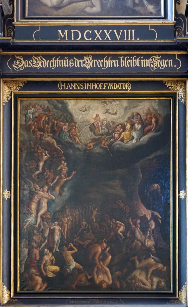 Gedächtnistafel für Willibald Imhoff MDCXXVIII (1628) / Das Gedächtnis der Gerechten bleibt im Segen