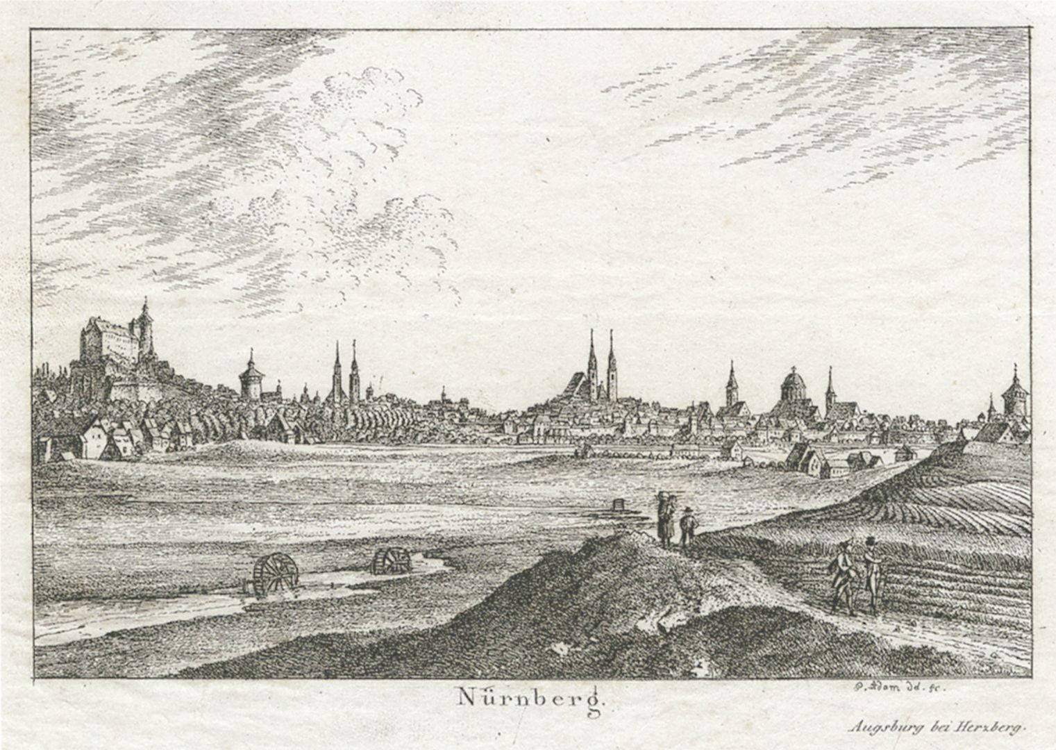 Tasse mit Nürnberg-Ansicht von Südwesten Bildvorlage von Georg Adam (1785 - 1823): Nürnberg-Ansicht von Südwesten, Radierung um 1820