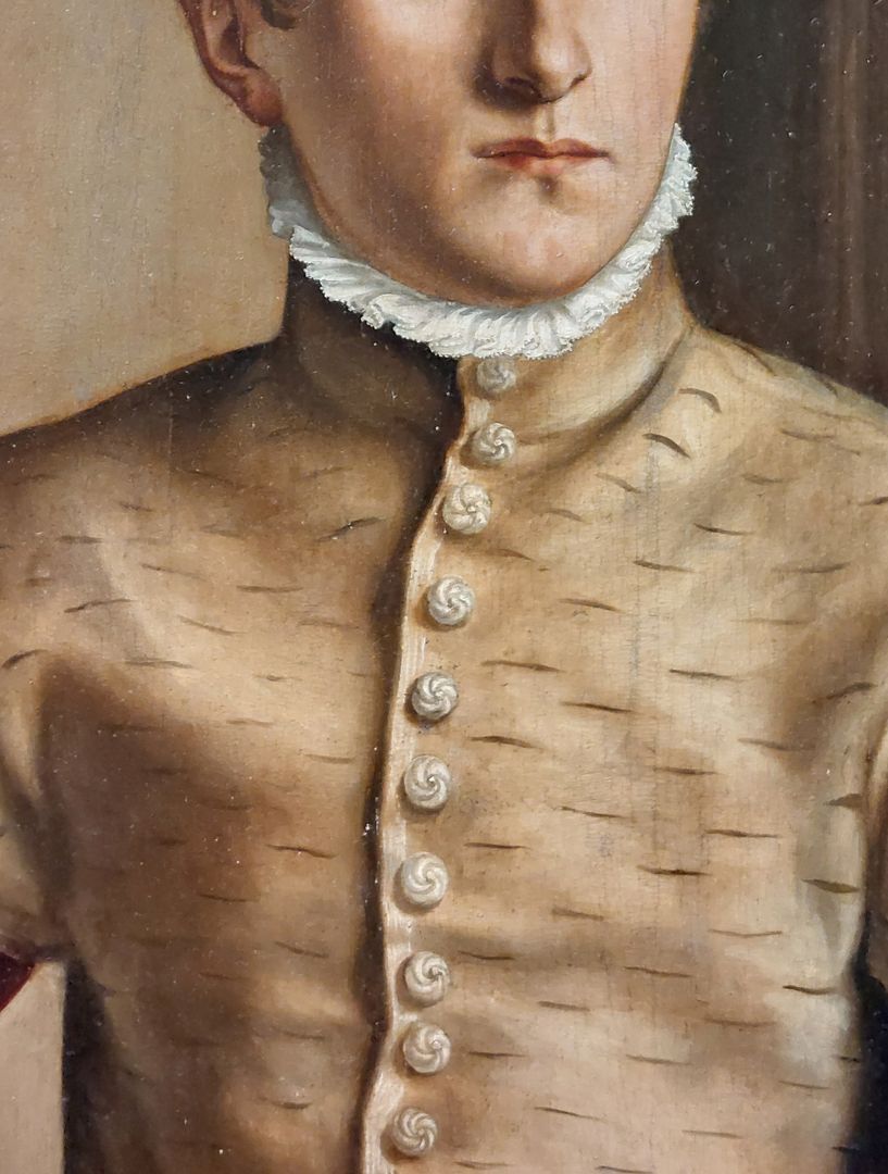 Portrait eines jungen Mannes Detailansicht, Kleidungsstück
