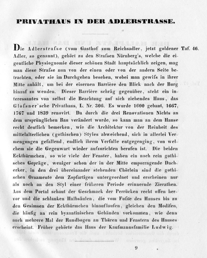 Adlerstrasse 25 Beschreibung von Friedrich Mayer