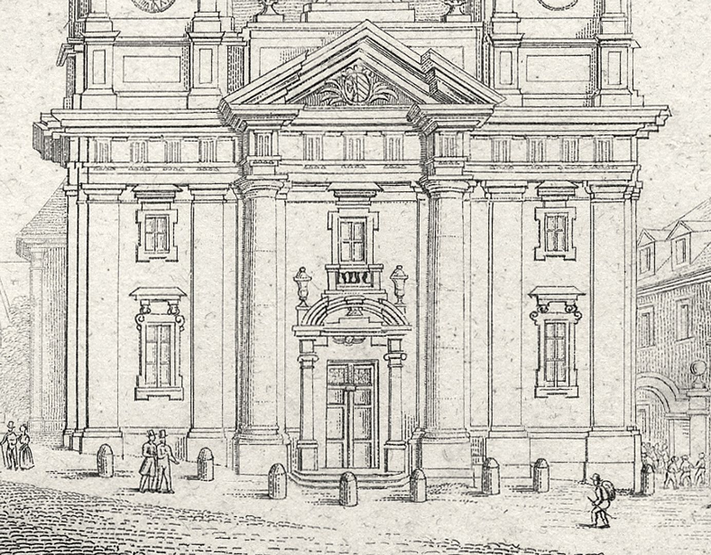 Pellerhaus und Egidienkirche Egidienkirche, Detailansicht mit Mittelrisalit samt gesprengten Giebeln