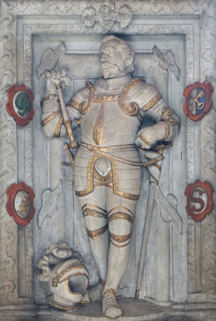 Epitaph für Friedrich von Dobschütz Detailansicht mit Friedrich von Dobschütz in Rüstung
