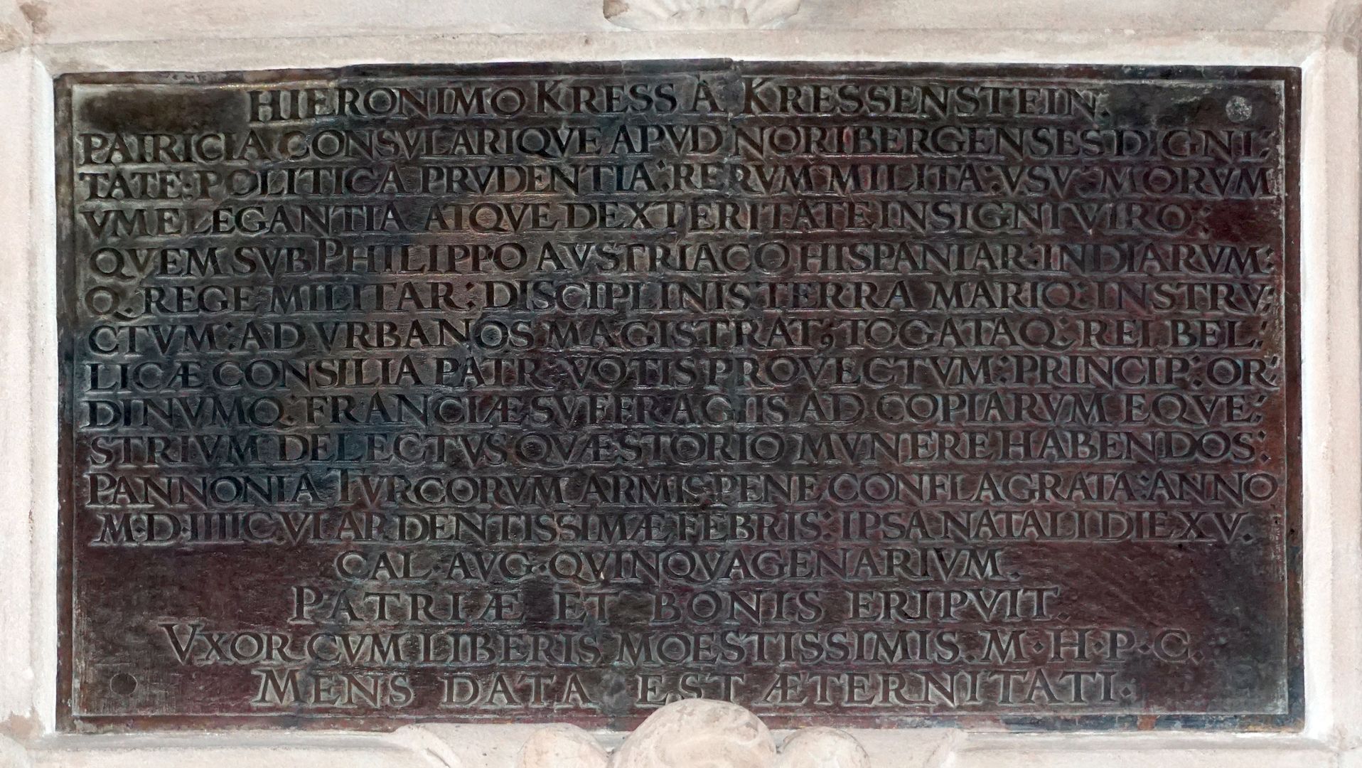Epitaph für Hieronymus Kress von Kressenstein Inschrift