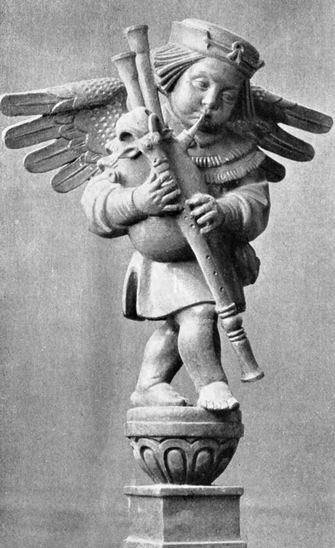 Musizierende Engelchen Putto mit Dudelsack