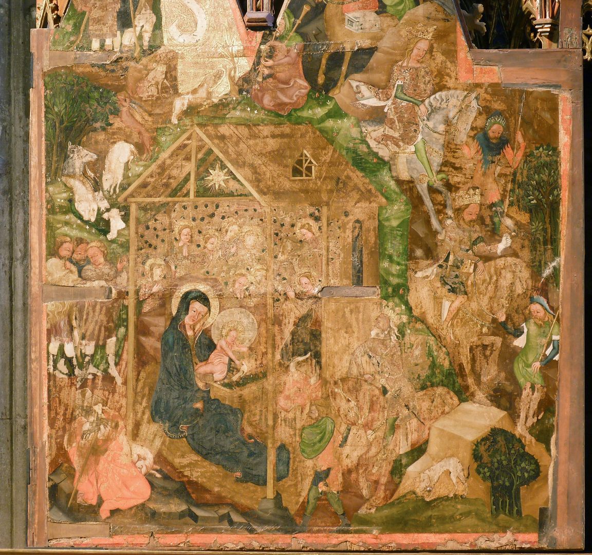 Hochaltar von St. Jakob linker Außenflügel, Anbetung der Heiligen Drei Könige, Detailansicht