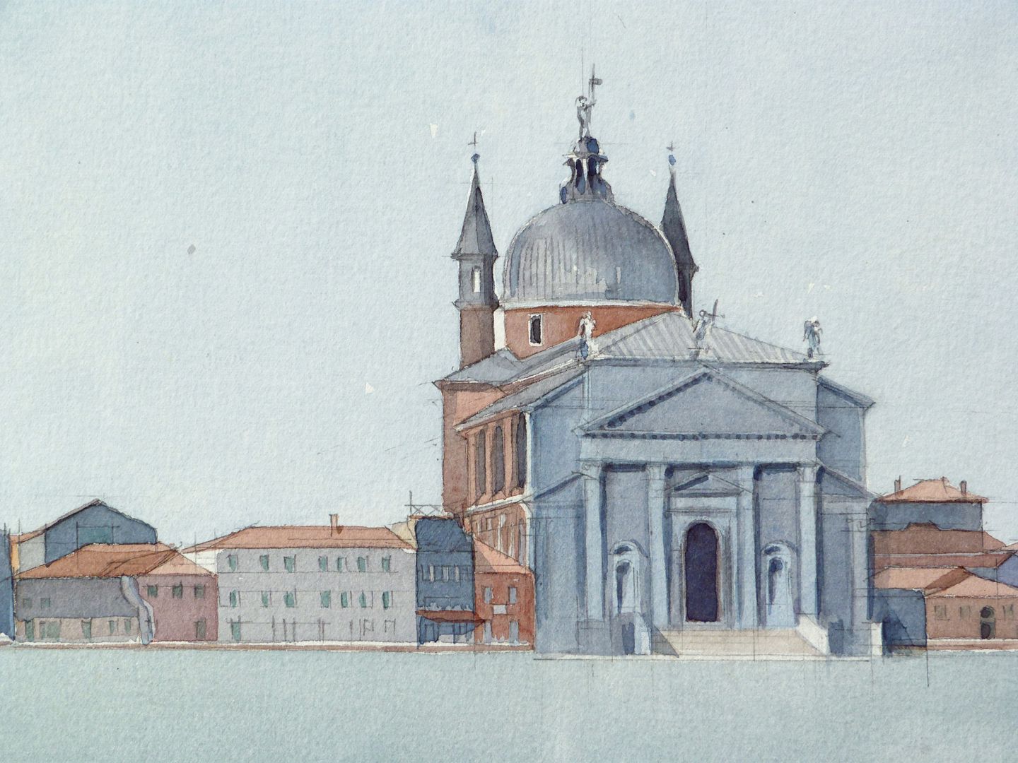 Il Redentore (Venedig) Ufersituation mit Kirchenbau von Andrea Palladio