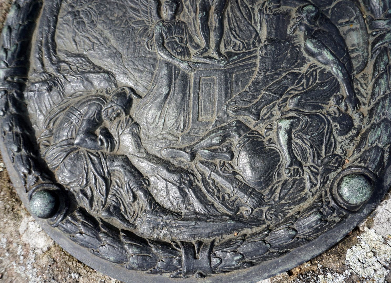 Wenzel Jamnitzer Grabstätte Rundplatte mit Darstellung der Auferstehung, Detailansicht