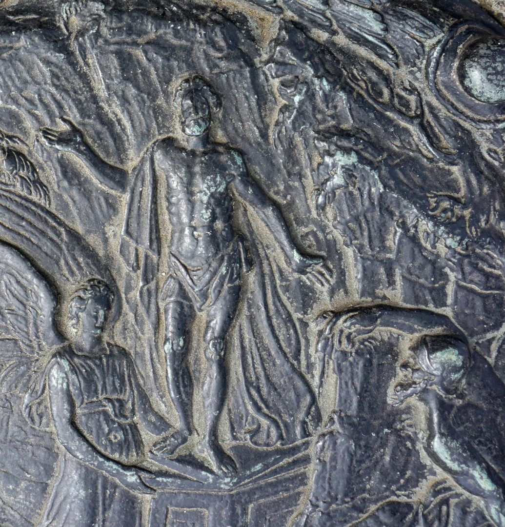 Wenzel Jamnitzer Grabstätte Rundplatte mit Darstellung der Auferstehung, Detailansicht