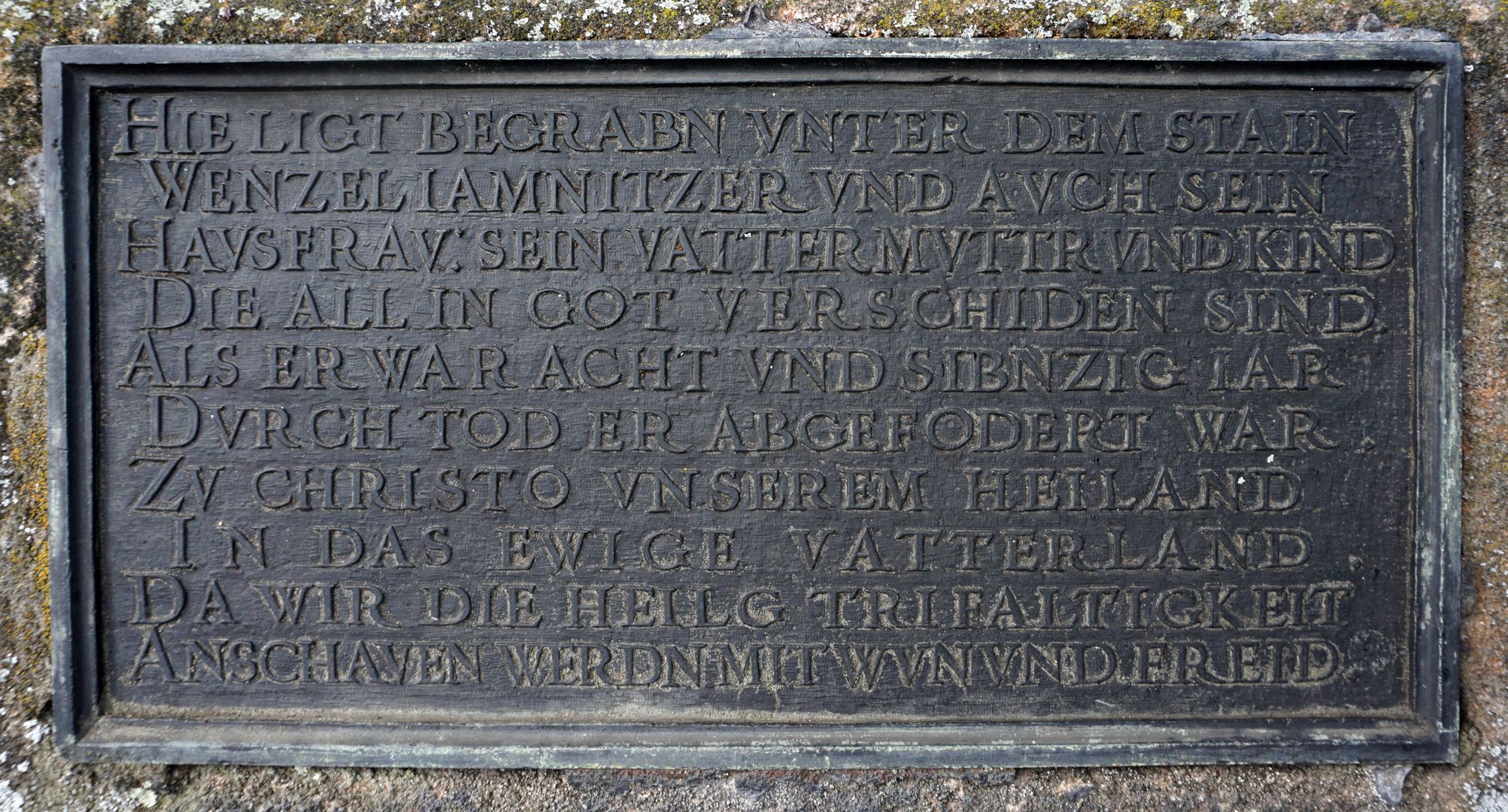 Wenzel Jamnitzer Grabstätte Inschrift an der Pult Ostseite