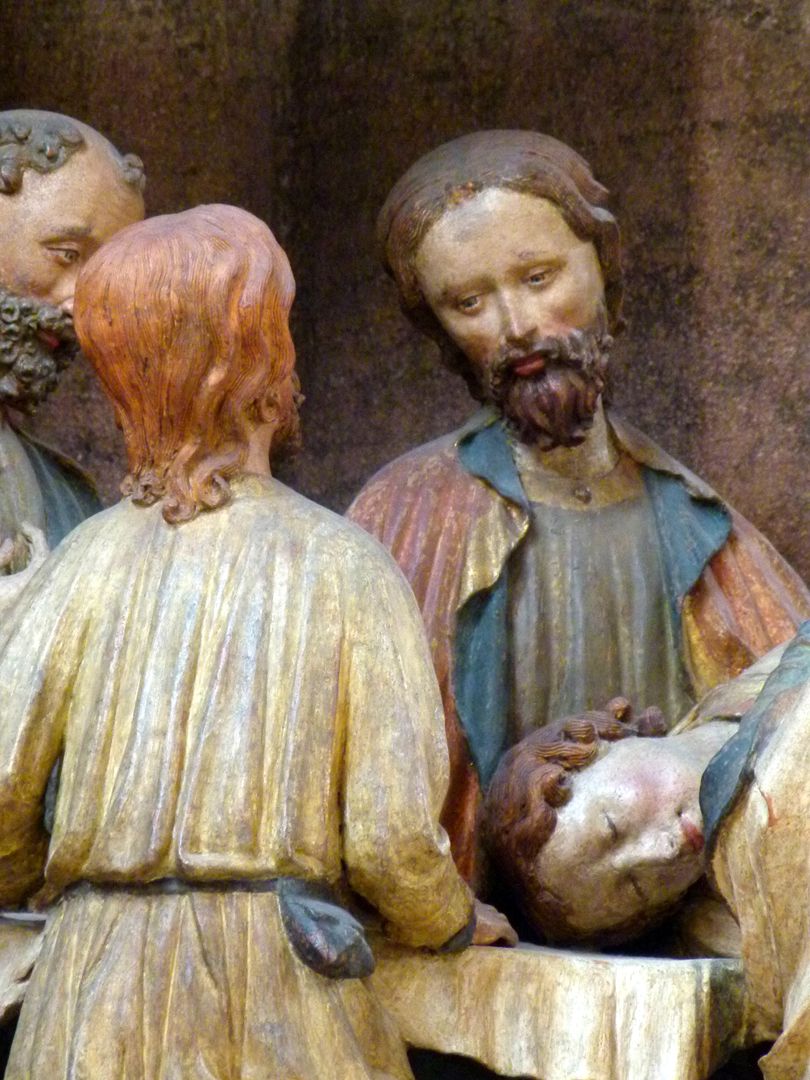 Johannesaltar (Altar der beiden Johannes) Abendmahl, Zwei Apostel und Jesus mit schlafendem Johannes
