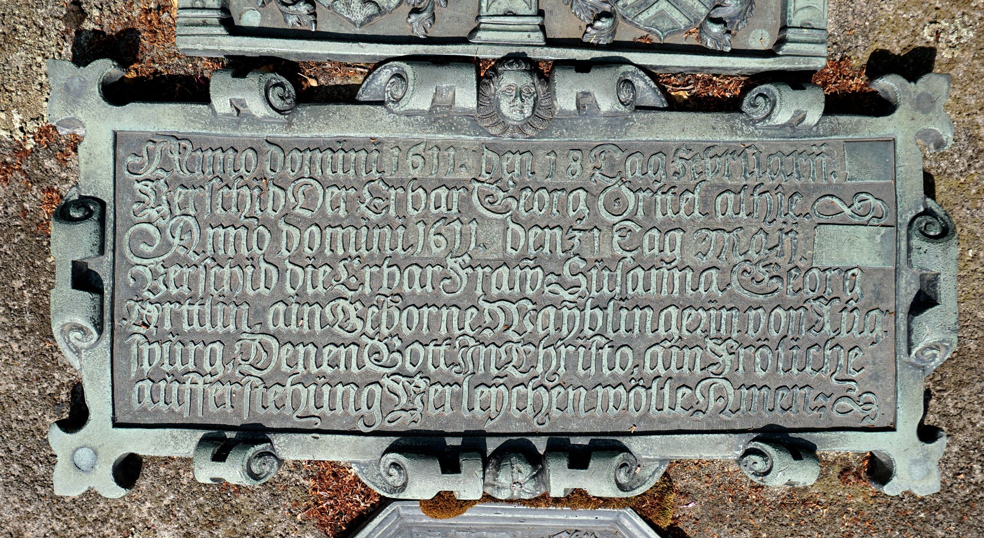 Epitaph für Georg Oertel und seine Frau Susanna sowie für Tobias Holl und seine Frau Susanna Epitaph 1:Inschrift
