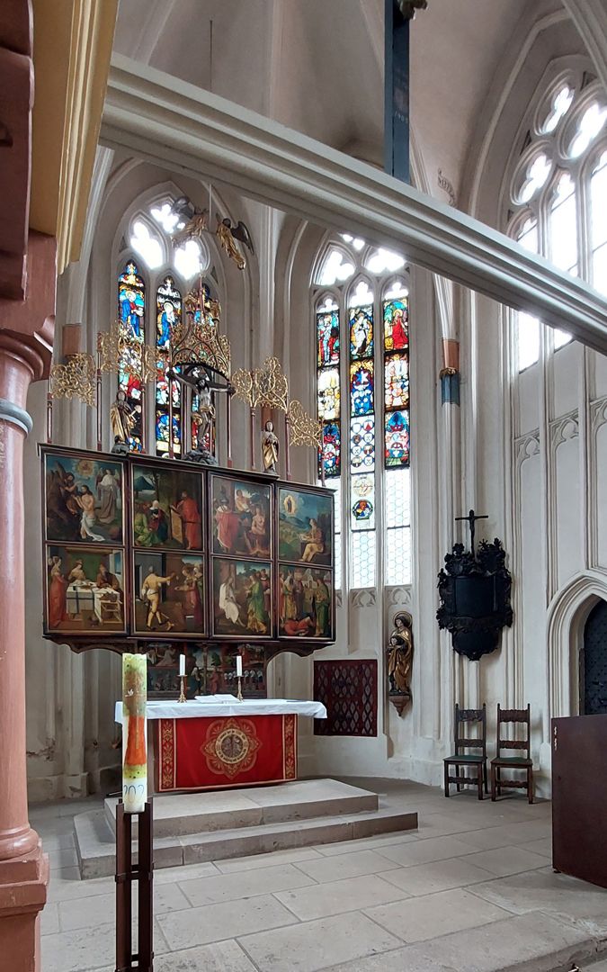 Johanniskirche / Hochaltar / erste Wandlung Blick in den Chorraum, Schrägansicht