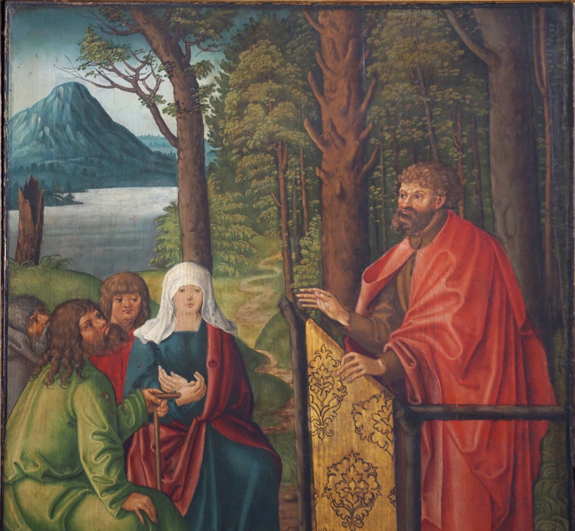 Johanniskirche / Hochaltar / erste Wandlung Predigt Johannes des Täufers, Detailansicht