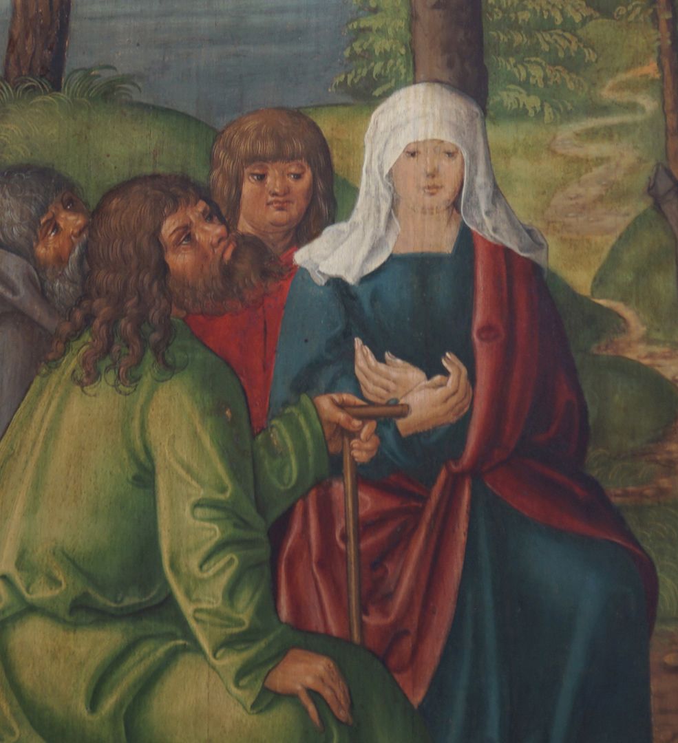 Johanniskirche / Hochaltar / erste Wandlung Predigt Johannes des Täufers, Detailansicht mit Zuhörerschaft