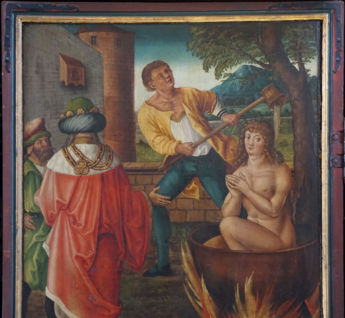 Johanniskirche / Hochaltar / erste Wandlung Das Martyrium des Johannes Ev., Detailansicht