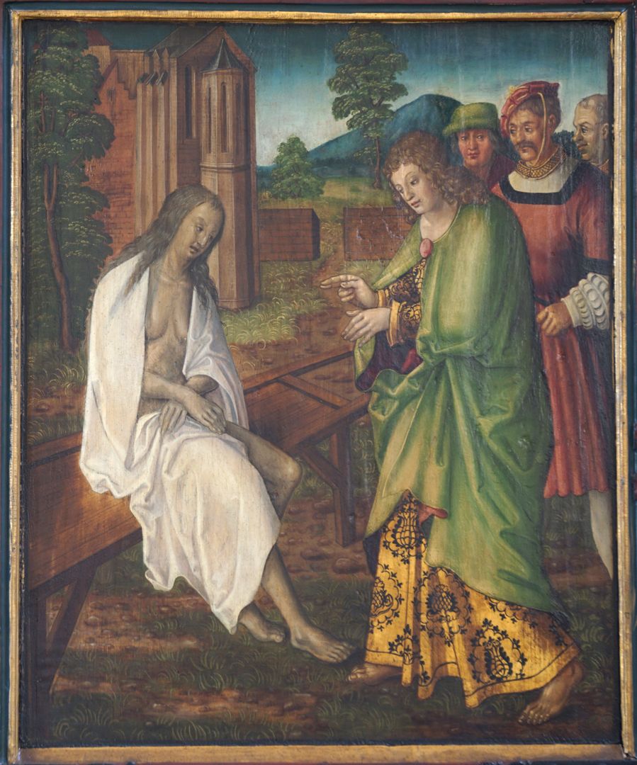 Johanniskirche / Hochaltar / erste Wandlung Erweckung der Drusiana, (Auferweckung durch Johannes)