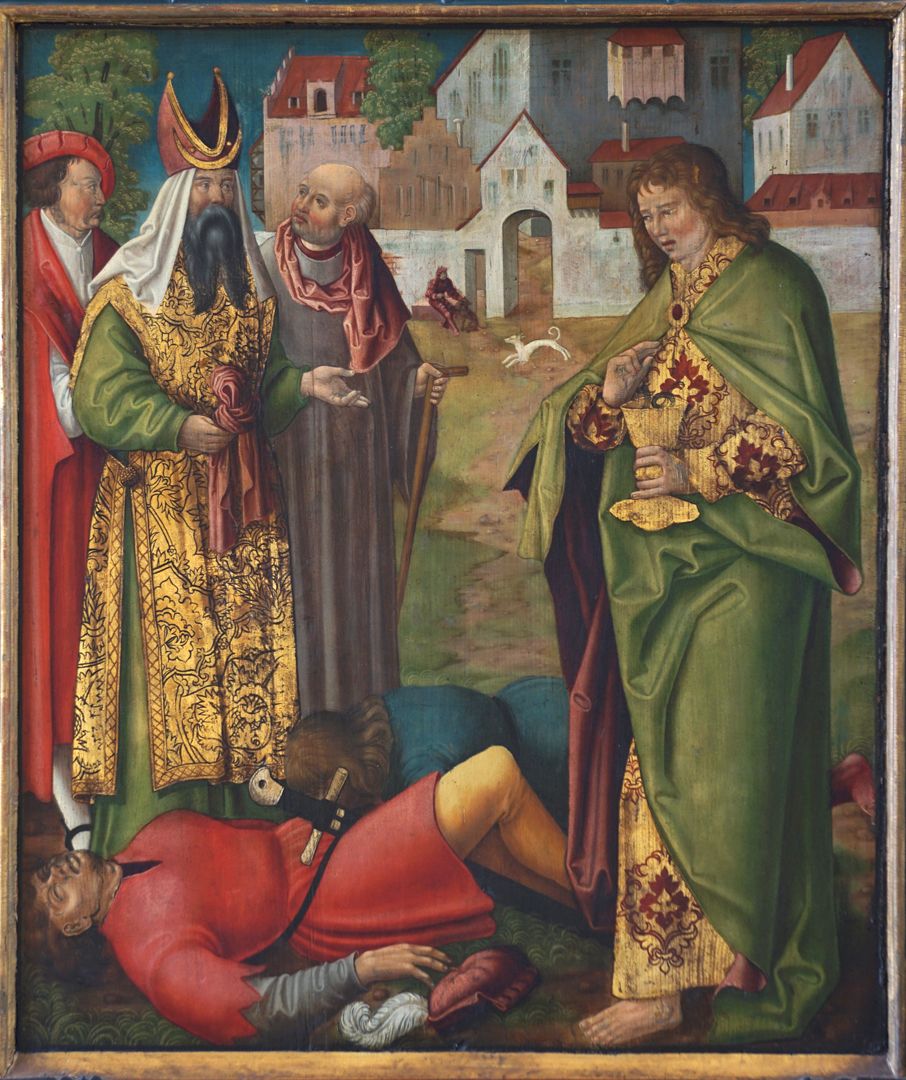 Johanniskirche / Hochaltar / erste Wandlung Johannes mit dem Giftbecher