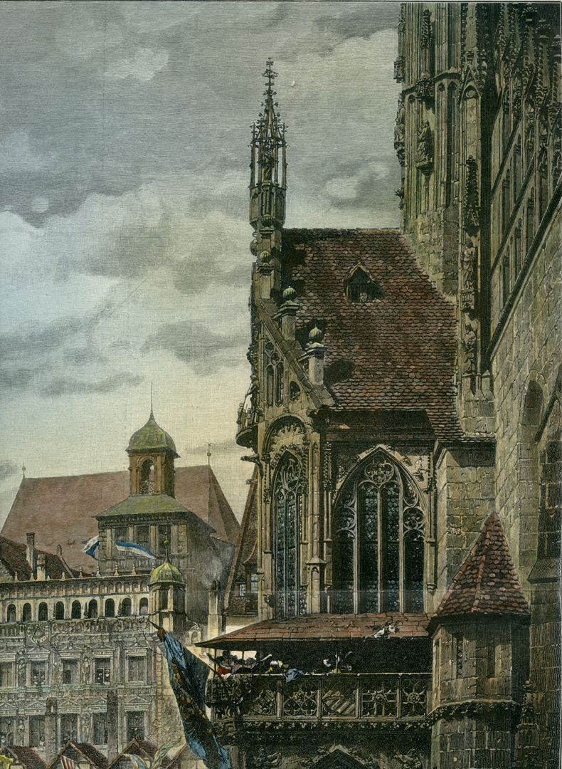 Marktplatz in Nürnberg mit Einzug Kaiser Leopolds 1658 