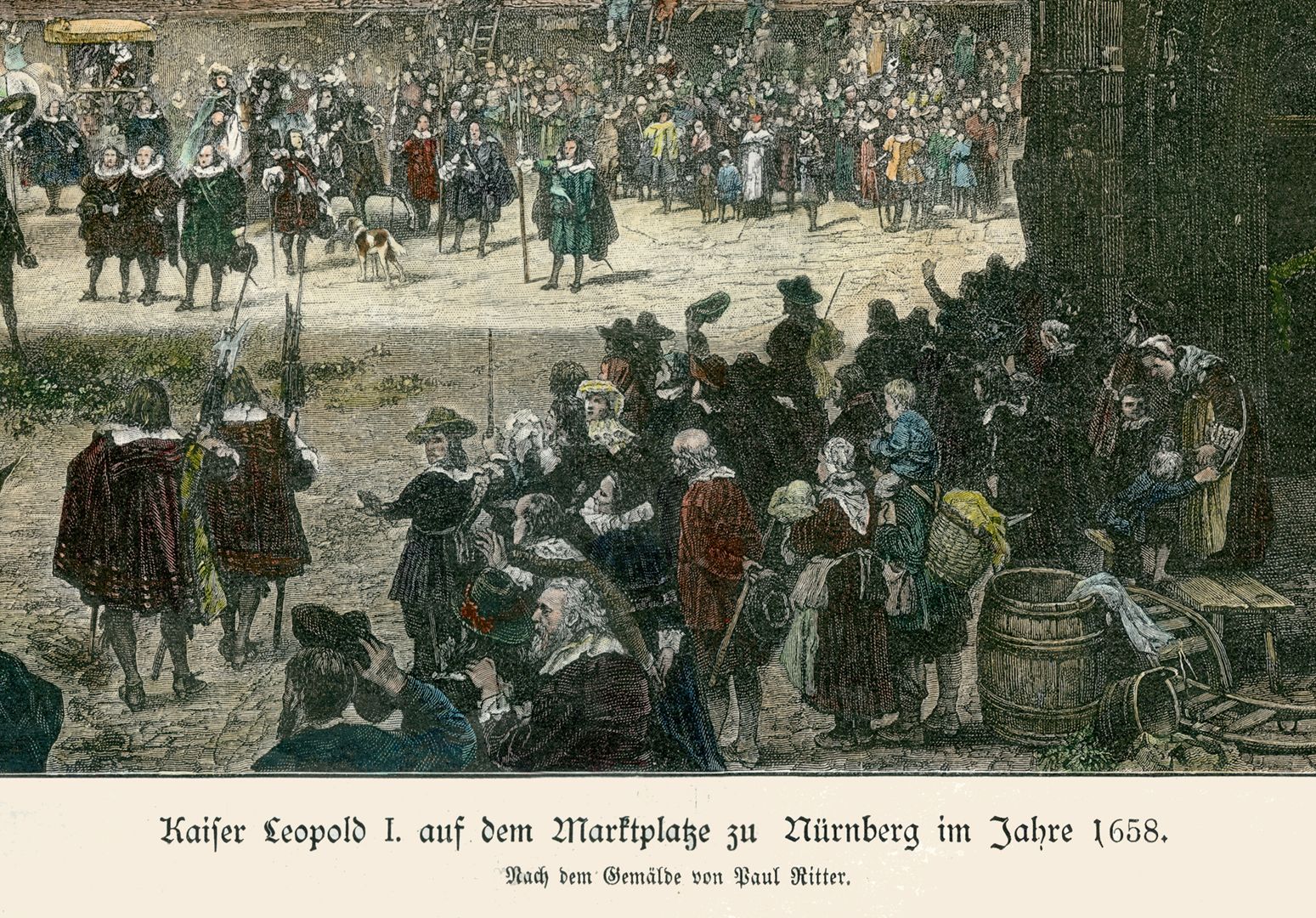 Marktplatz in Nürnberg mit Einzug Kaiser Leopolds 1658 