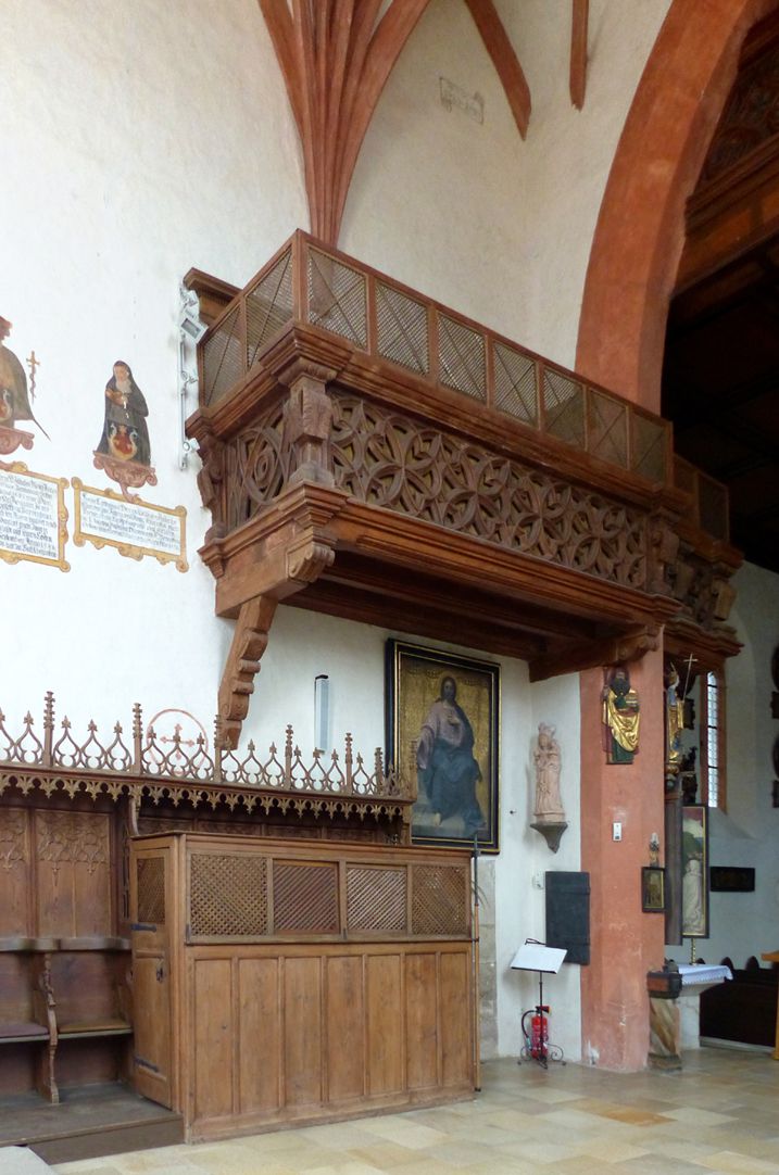 Holzemporen in der Kirche St. Marien und Christophorus, Kalbensteinberg Herrschaftsloge, Chornordwand/Triumphbogen