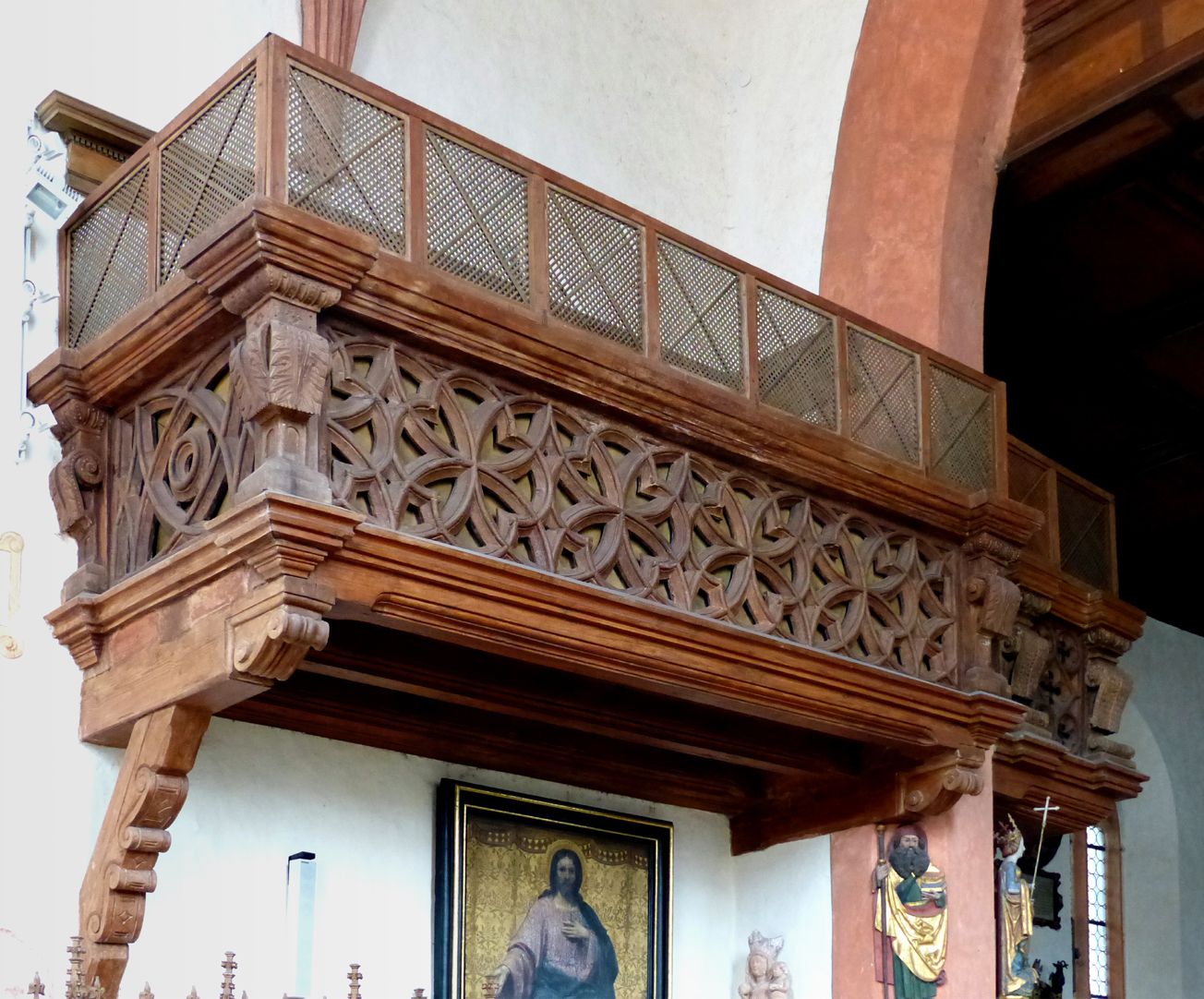 Holzemporen in der Kirche St. Marien und Christophorus, Kalbensteinberg Herrschaftsloge, Chornordwand/Triumphbogen