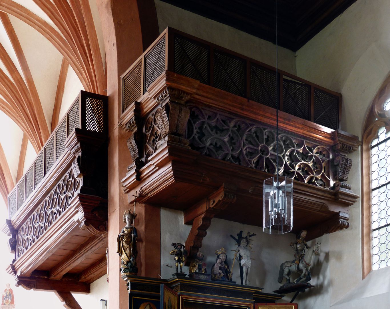 Holzemporen in der Kirche St. Marien und Christophorus, Kalbensteinberg Herrschaftsloge, Nord- und Westseite