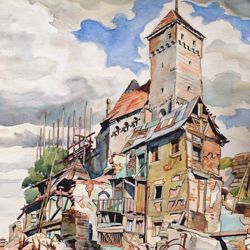 Nürnberg nach der Kriegszerstörung im 2. Weltkrieg / Burg und Häuser am Ölberg