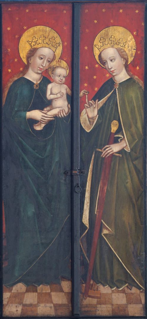 Katharinenaltar geschlossener Altar, Mutter Gottes mit Jesukind und Katharina von Alexandria