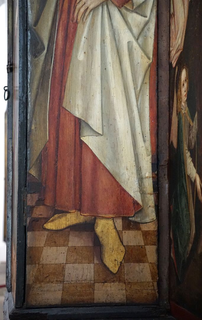 Katharinenaltar geschlossener Altar, Heiliger Bartholomäus, Detailansicht