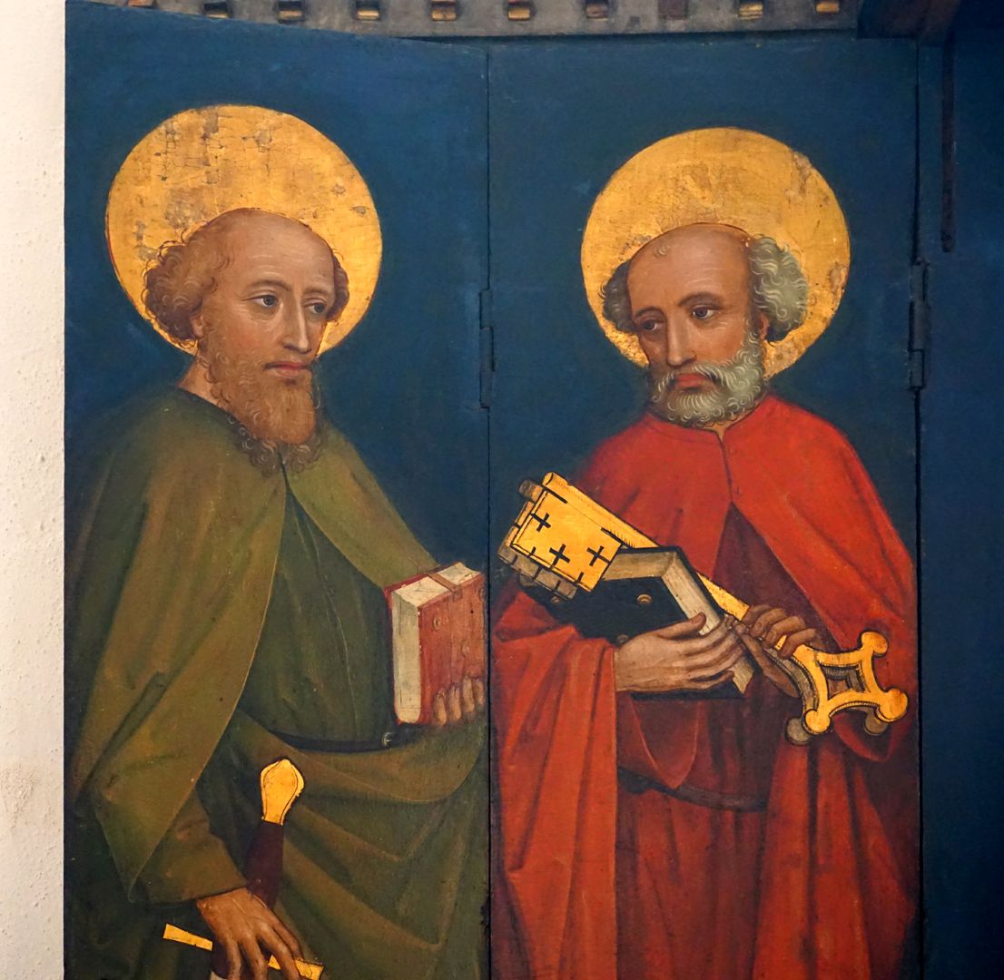Katharinenaltar linker Schreinflügel mit den Aposteln Paulus und Petrus, Detail