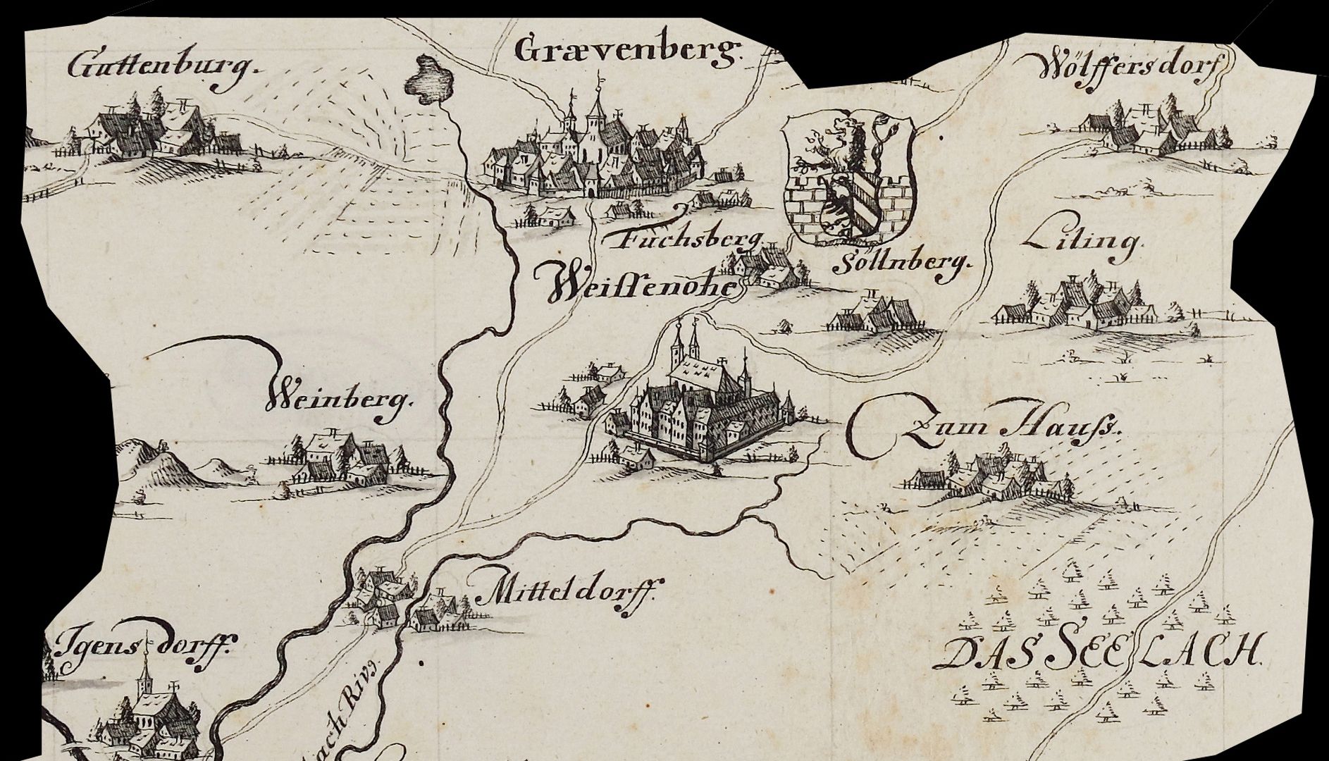 Hiltpolsteinische Fraiß-Mappa Bildausschnitt aus der Mitte der unteren Kartenhälfte