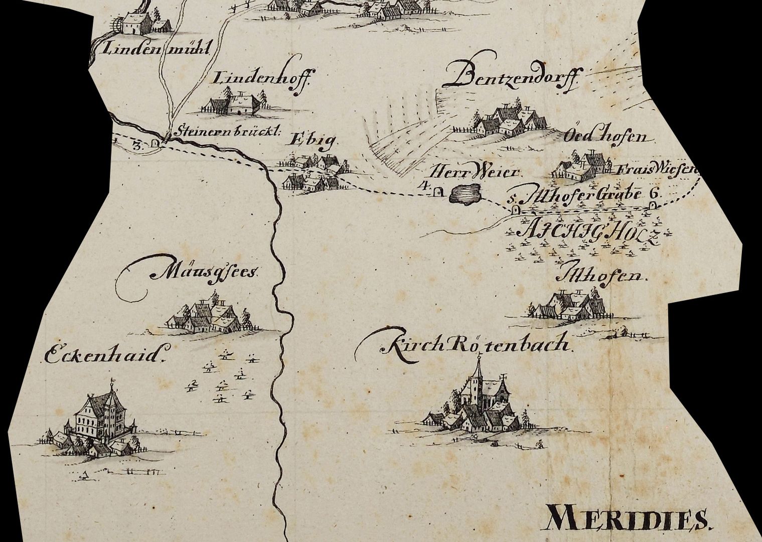 Hiltpolsteinische Fraiß-Mappa Bildausschnitt aus der Mitte der unteren Kartenhälfte