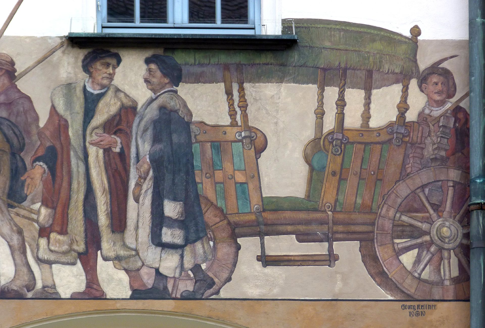 Kaufmannszug Ostfassade, Detail: Personenwagen