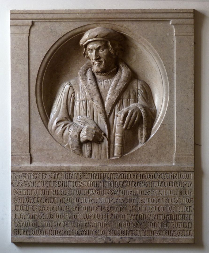 Melanchthon Reliefbild von Melanchthon und Inschrift