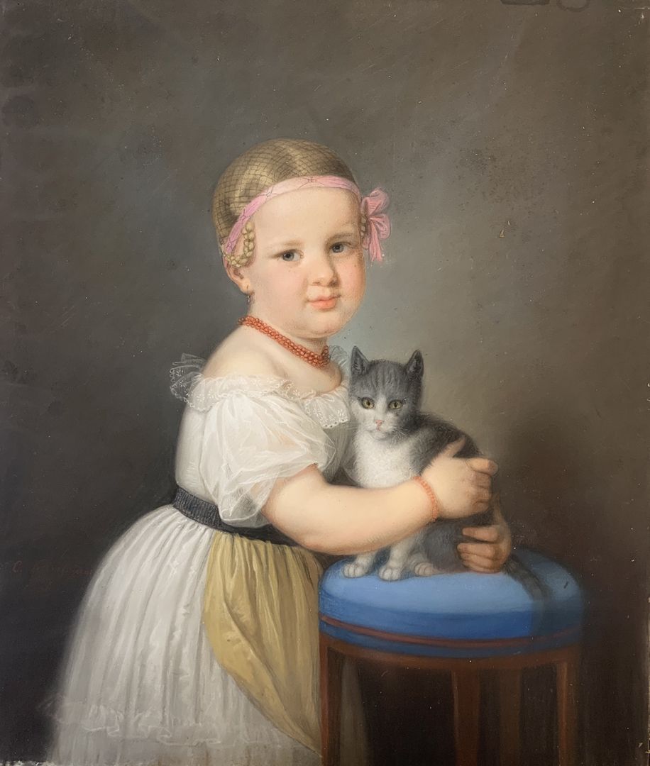 Mädchen mit Katze 