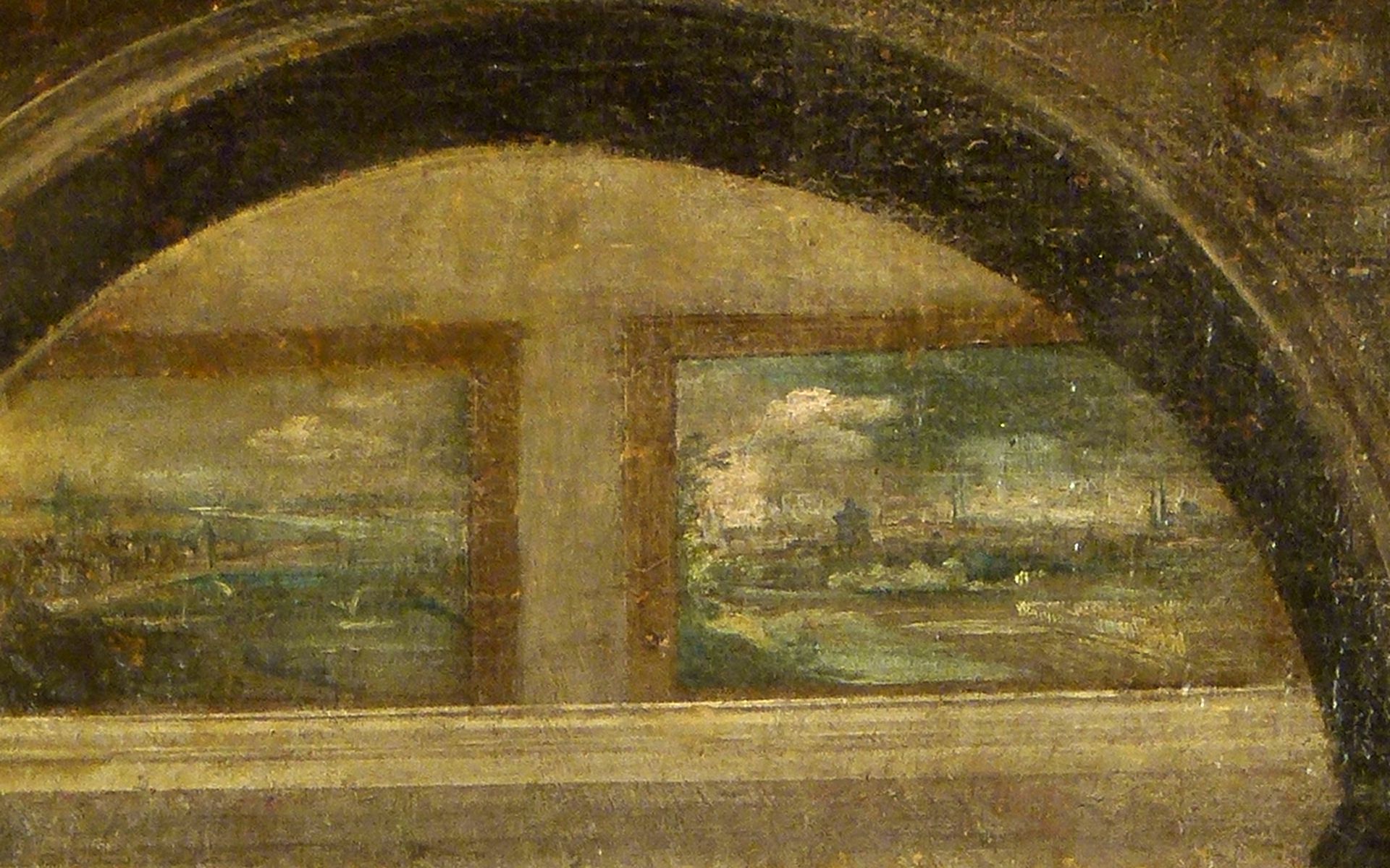 Bancoherren und Banchieri Detail: Zwei Stadtveduten von Nürnberg an der Wand