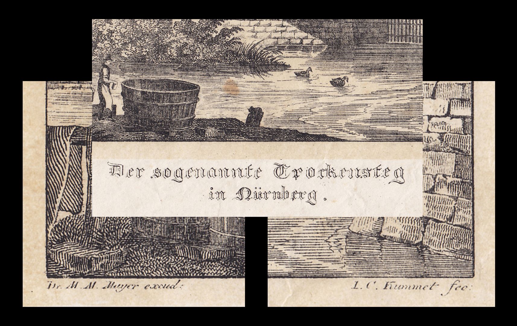 Der sogenannte Trockensteg in Nürnberg Inschrift