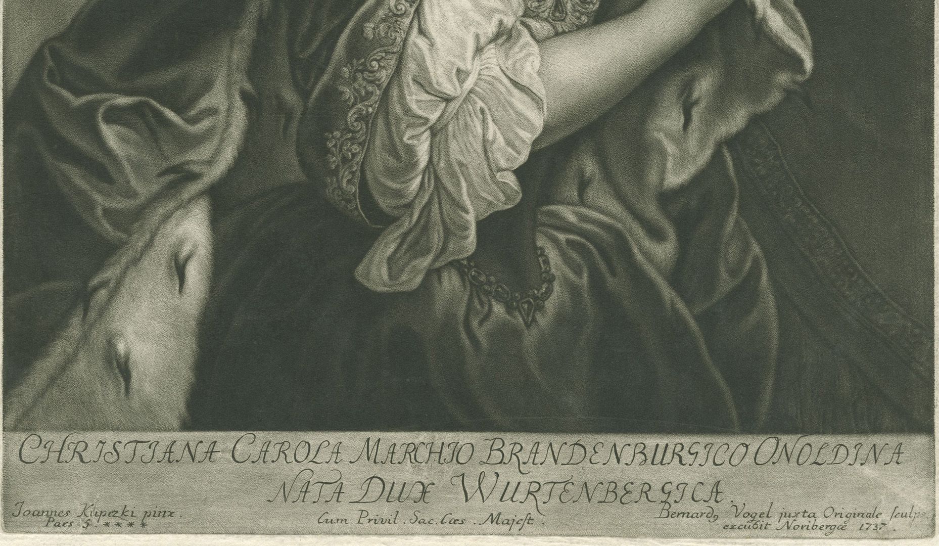 Portrait der Christiana Carola unteres Bildviertel mit Inschrift