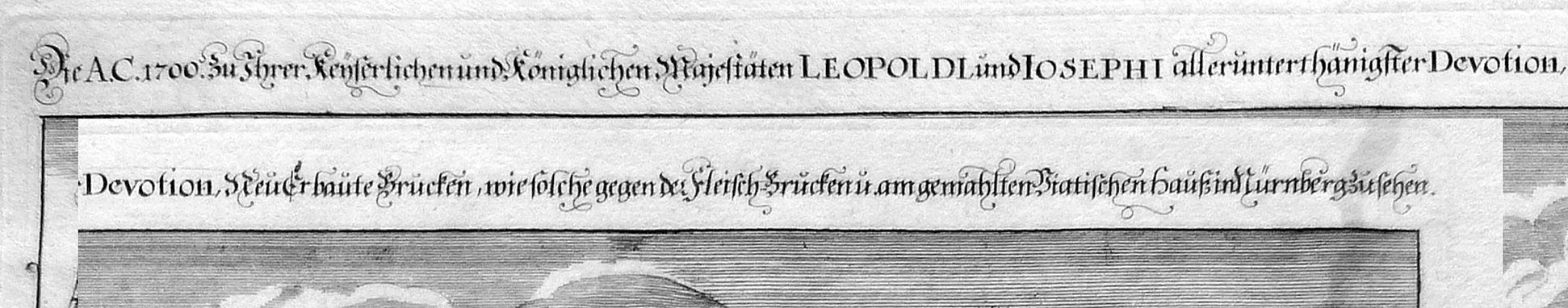 „Die A.C.1700.zu Ihrer Kaiserlichen und königlichen Majestäten …“ Neue Brücke mit Viatishaus Bildüberschrift (Zusammengesetzt)