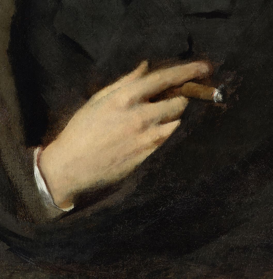 Portrait des Bildhauers Tobias Weiss Hand mit Zigarre