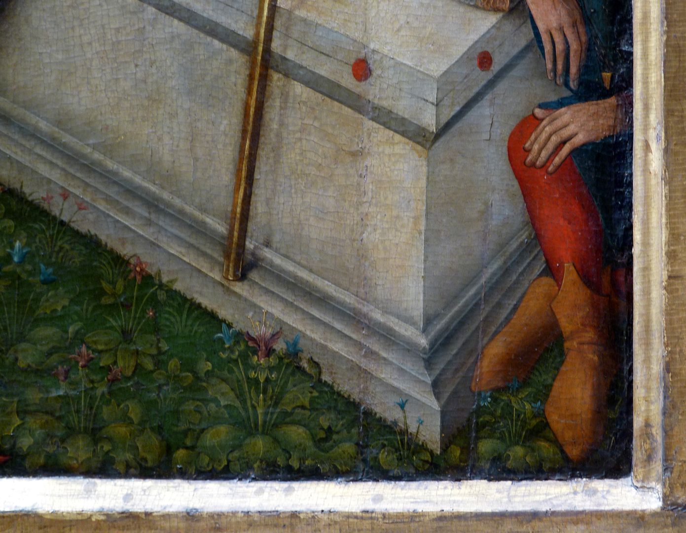 Wolfgangsaltar rechte untere Ecke der Mitteltafel