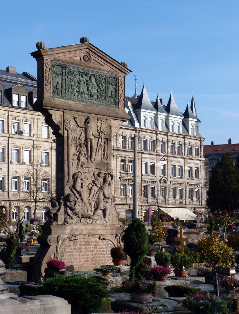 Gedächtnisstein des Wolfgang Müntzer Gesamtansicht, schräg