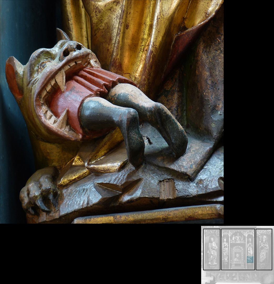 Marthaaltar Martha, Detail mit menschenfressenden Drachen Tarascus