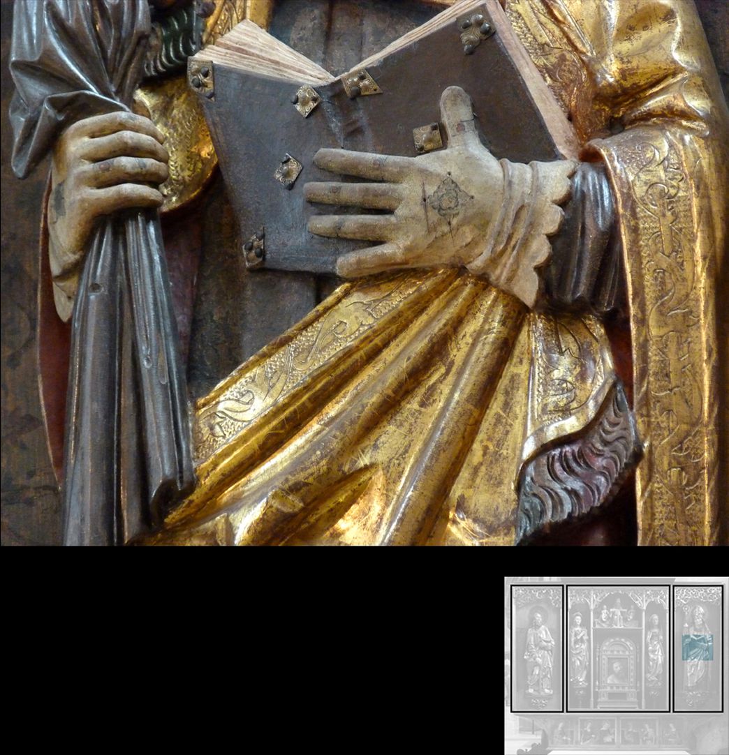 Marthaaltar Bischof Fronto von Périgueux ?, Detail, Hände
