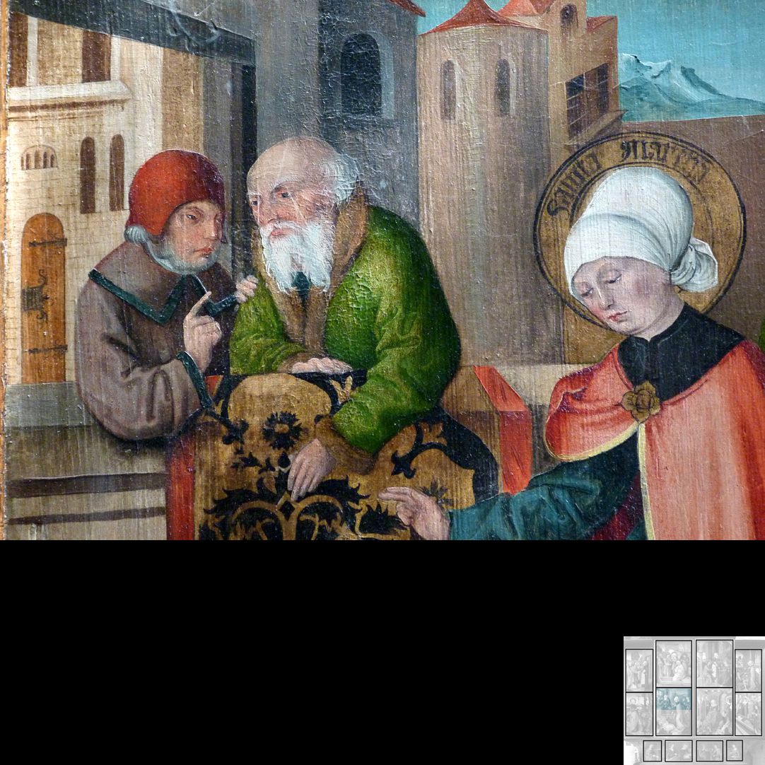 Marthaaltar Martha erweckt einen in der Rhône ertrunkenen Jüngling wieder zum Leben, Detail